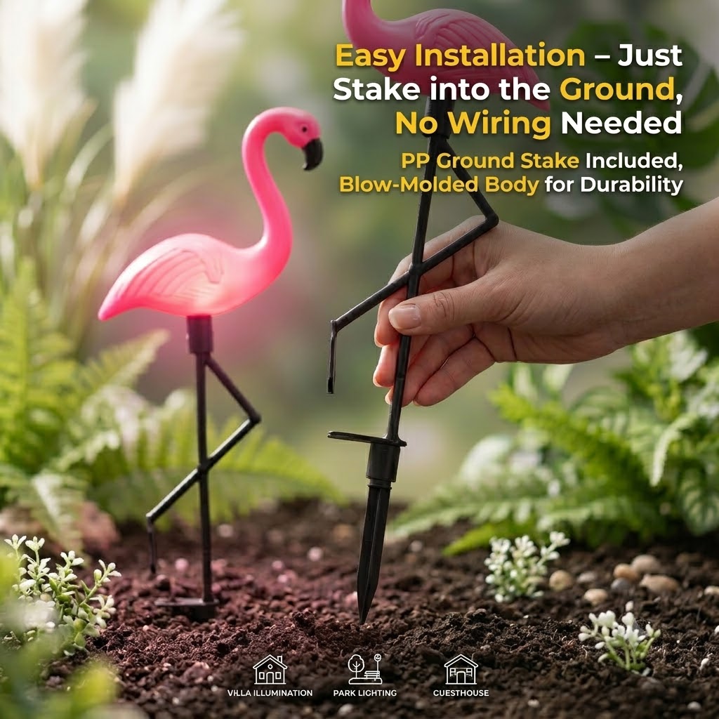 Solar Powered Flamingo Garden  - đánh giá và giá Outdoor Lighting Driveway