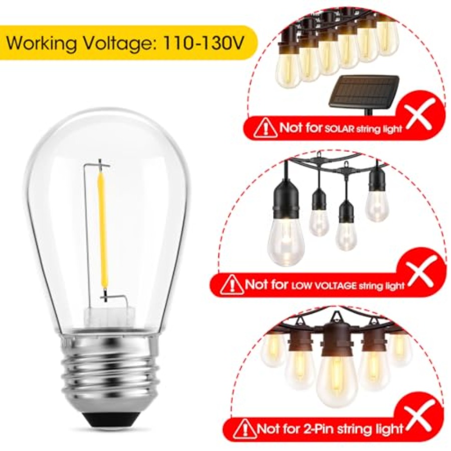 36 Pack S14 LED Bulbs for Outd - đánh giá và giá Outdoor Lighting Battery