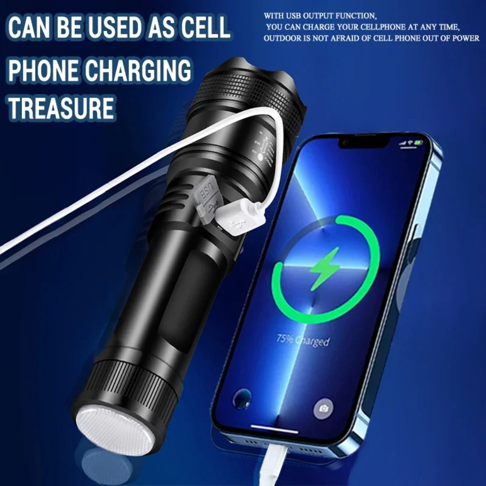 Powerful LED Flashlight USB Re - đánh giá và giá Outdoor Lighting Battery Powered