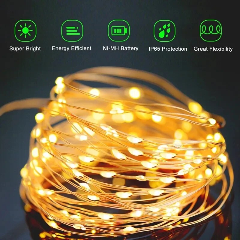 100 LED Solar Fairy Waterproof - đánh giá và giá Solar Fairy String